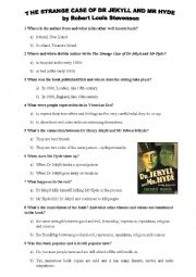 English Worksheet: The Strange Case of Dr Jekyll and Mr Hyde