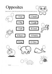 English Worksheet: Opposites Matching