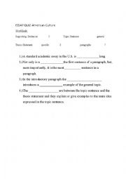 English Worksheet: Standard Paragraph Quiz