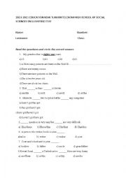 English Worksheet: QUIZ FOR ELEMENTARY STUDENTS
