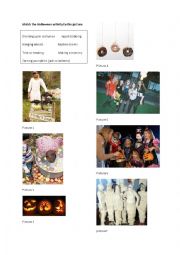 English Worksheet: Halloween activities: matching exercise