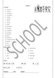 School -  vocabulary test