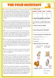 English Worksheet: Story: The four musisians