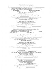English Worksheet: Hotel California Lyrics Fill in the gaps