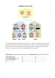 English Worksheet: family tree