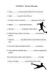 English Worksheet: the laws of football