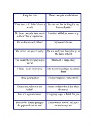 English Worksheet: reported speech at a party speaking game