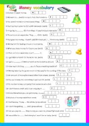 English Worksheet: Money vocabulary 24 definitions