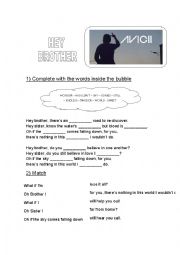 English Worksheet: Song: Hey Brother by Avicii