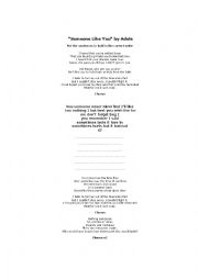 English Worksheet: Someone like you by Adele