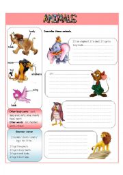 English Worksheet: Animal body parts