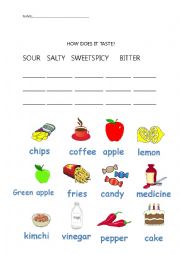 English Worksheet: Taste Worksheet