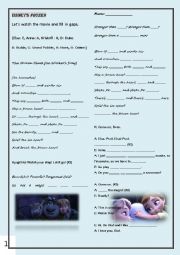 English Worksheet: Frozen-fill in the blanks-script part1