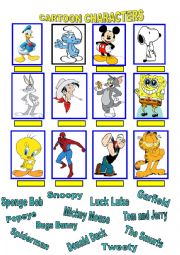 English Worksheet: Cartoon Characters