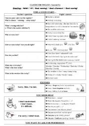 English Worksheet: Classroom English - Survival Kit