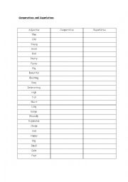 English Worksheet: comparatives and superlatives