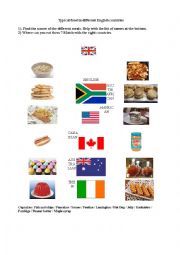 English Worksheet: Typical food in English speaking countries