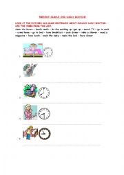 English Worksheet: PRESENT SIMPLE AND DAILY ROUTINE
