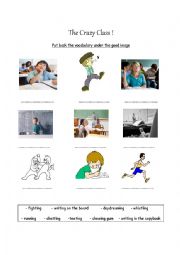 English Worksheet: Present progressive  actions in the classroom