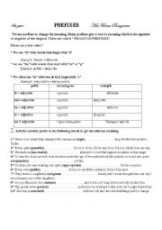 English Worksheet: prefixes