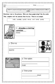 English Worksheet: Adverbs & present continuous