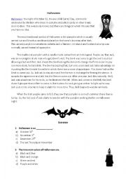 English Worksheet: Halloween activity game / quiz