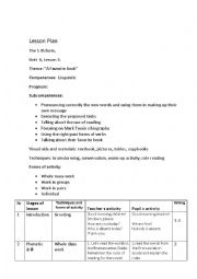 English Worksheet: lesson plan