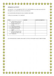 English Worksheet: Speaking Activity