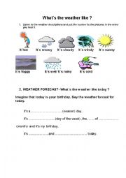 English Worksheet: What.s the weather like?