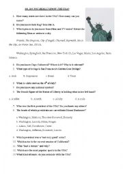 English Worksheet: The USA
