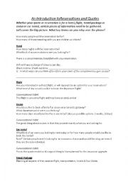 English Worksheet: An Introduction to Reservations and Quotes
