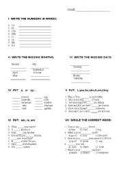 English Worksheet: Test for the 5th grade