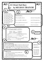English Worksheet: All about that bass by Meghan Trainor