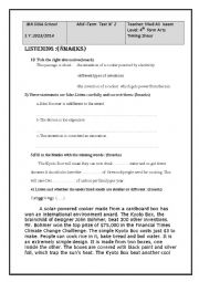 English Worksheet: listening term 2 for 4th forms