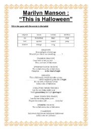 English Worksheet: This is Halloween song 