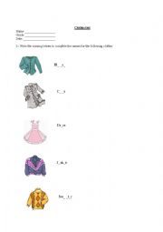 English Worksheet: Clothes test