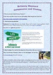 English Worksheet: Britanny Maynard Lesson Plan