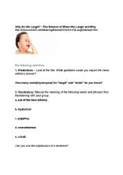 English Worksheet: Why do we laugh? Listening activity