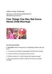 English Worksheet: Academic Listening - Child Marriage