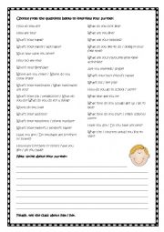 English Worksheet: Interview your partner