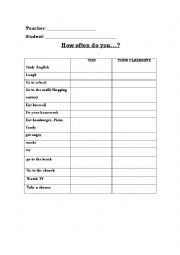 English Worksheet: How often - adverb of frequency