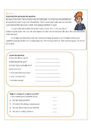 English Worksheet: Reading Comprehension