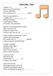 English Worksheet: Michael Buble - Home - Fill in the lyrics gap fill