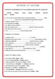 English Worksheet: Adverbs of manner 