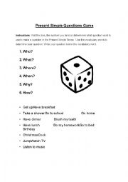 English Worksheet: present simple game 