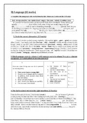 English Worksheet: Mid term test n1 for the 9th forms