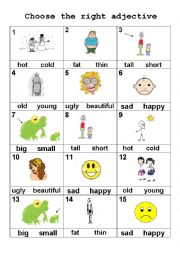 English Worksheet: ADJECTIVES