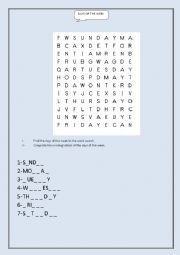 English Worksheet: Days of the week