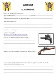 English Worksheet: Webquest - Guns in the USA