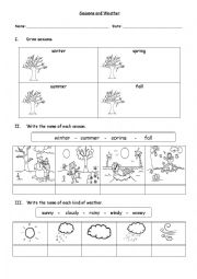 English Worksheet: Seasons&Weather